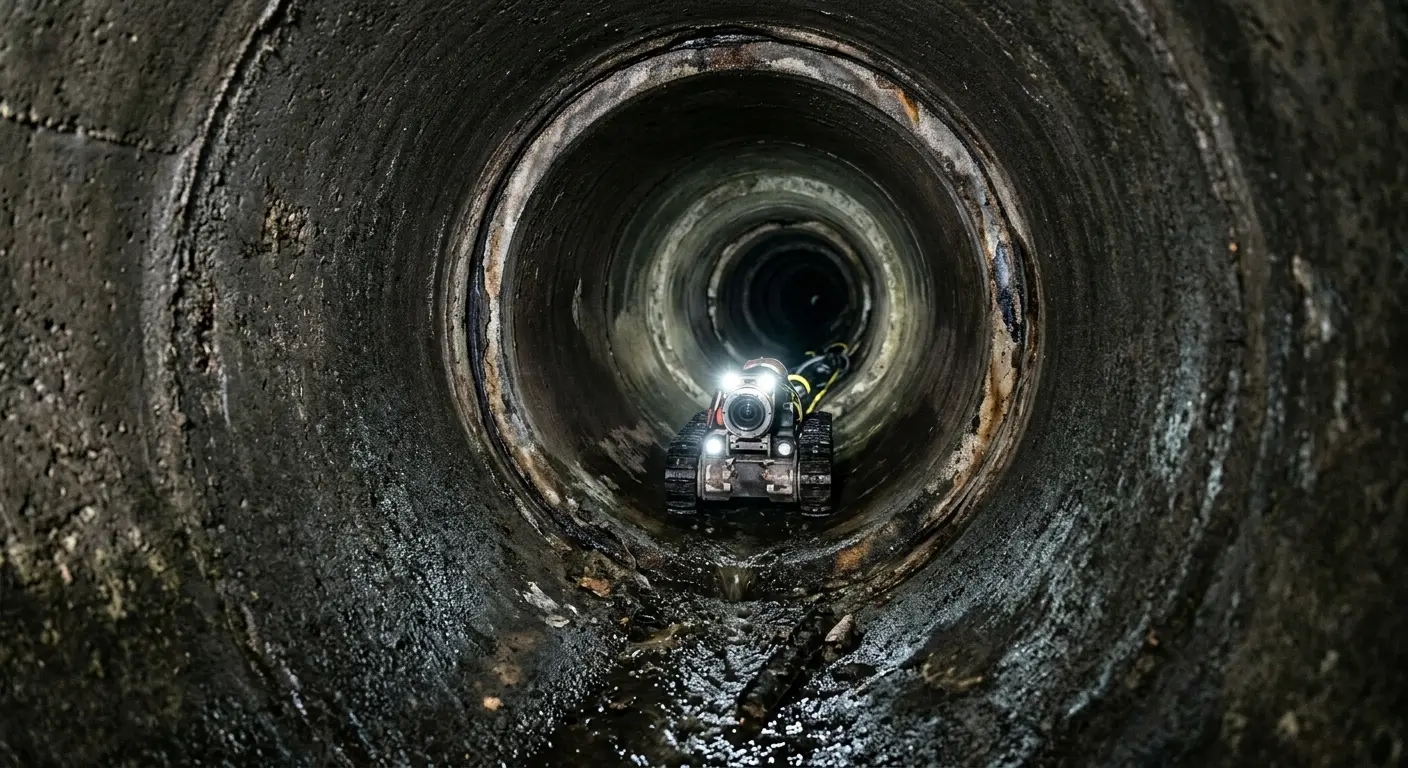 Robotic sewer camera inspecting pipe interior for Drain Snake Service in Vero Beach